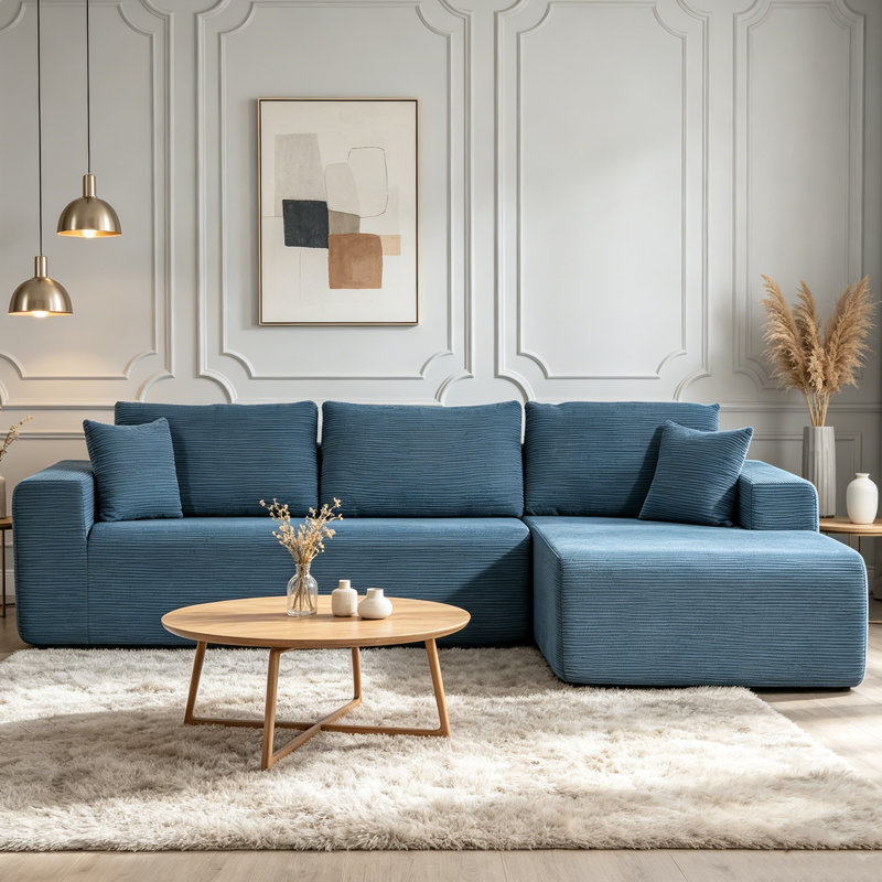 Cottle 108" Cloud Couch Sectional, Modular Sectional Sofa with L-Shaped Chaise, Deep Seat Sectional Modular Couch for Living Room, No Assembly Required