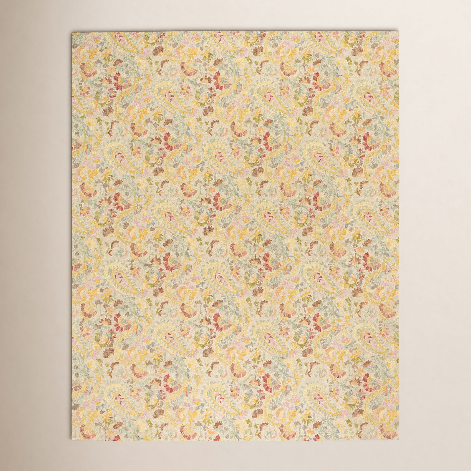 Ines Multi Hand-Hooked Paisley Wool Rug, Rectangle 9'6" x 13'6"