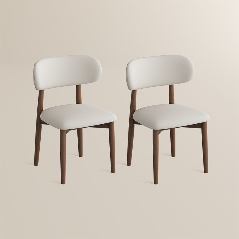Chaises de salle à manger Mid-Century, Beige, Noyer