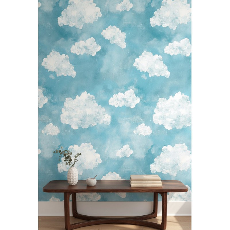 Clouds Wallpaper Sky Mural Blue Wall Decor