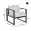 Fauteuil club d'extérieur Navan, ensemble de 2, structure noire avec coussin beige-188115557