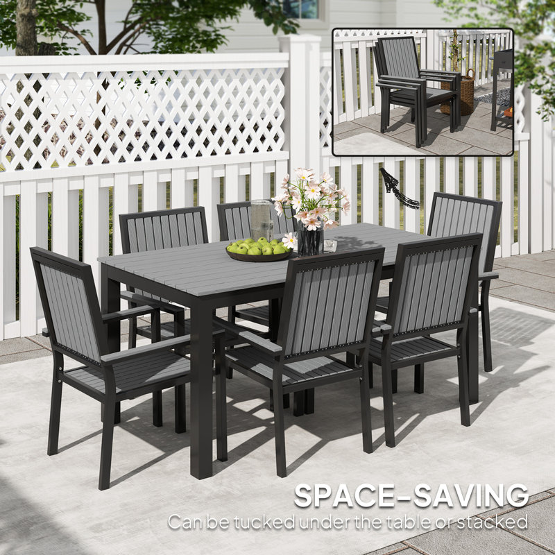 Rectangular 7 - Piece 6 - Person 85Cm L Outdoor Table Set