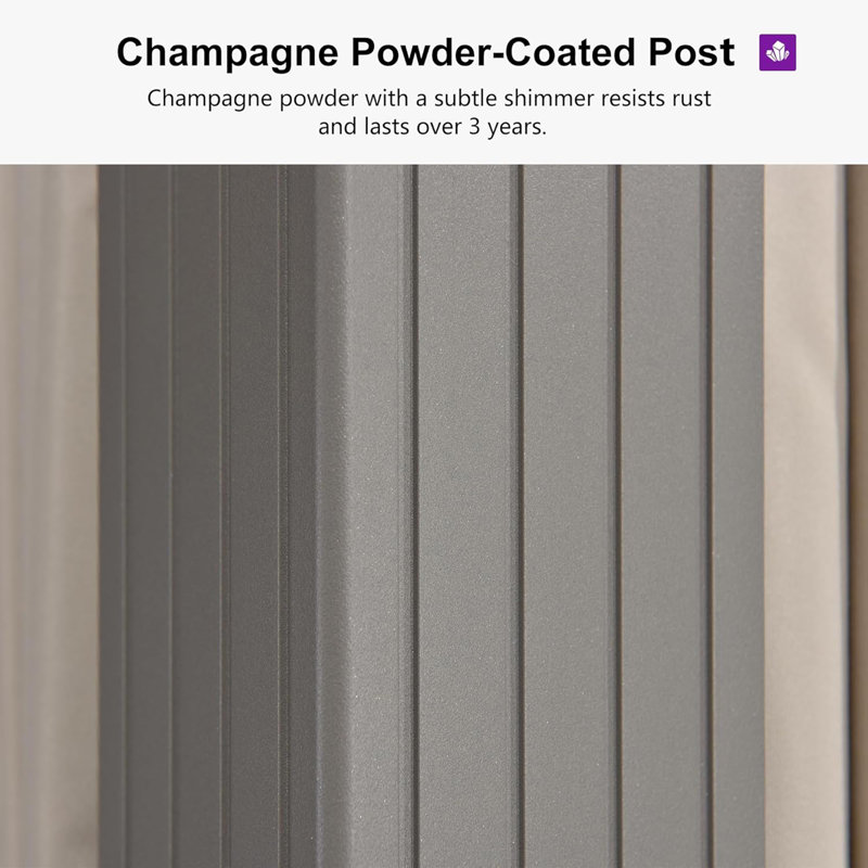 PURPLE LEAF 10' X 16' Outdoor Hardtop Gazebo, Champagne Aluminum Gazebo With Galvanized Steel Double Roof, Curtains And Netting For Patio Lawn And Garden