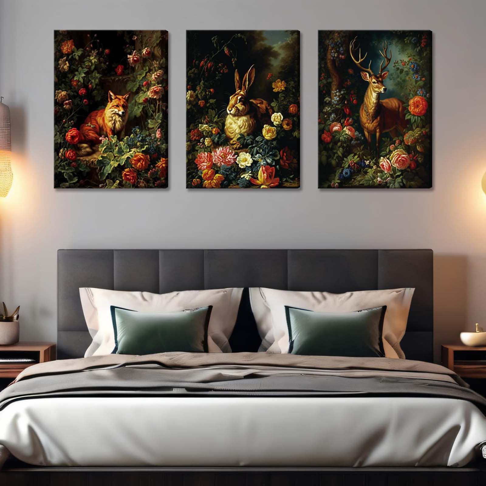 Ophelia & Co. 3 Pcs Framed Forest Wall Art Animal Fox Elk Rabbit Canvas ...