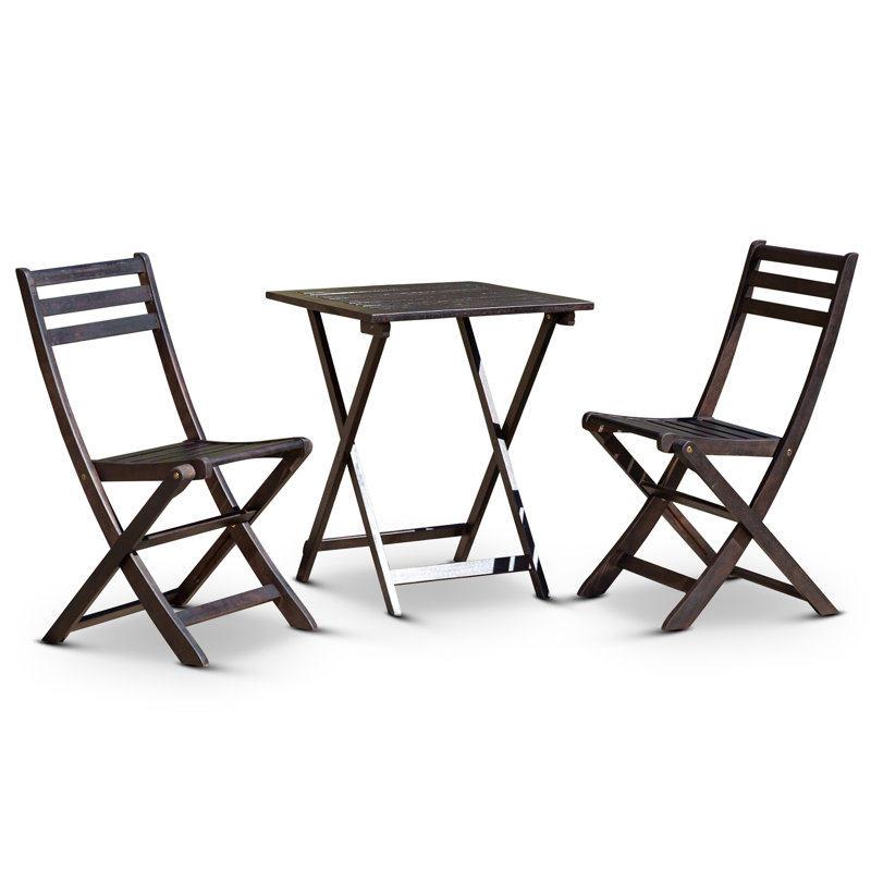3 bistro en eucalyptus pliable pour faciliter le transport sur un patio, un balcon ou une terrasse carrée offrant une option extérieure confortable