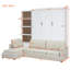 Grand lit escamotable mural avec canapé et tablettes, blanc-56014134