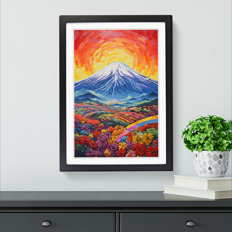Mount Fuji Colour Field Art - Framed Print, Black Framed, 46cm H x 34cm W x 2cm D