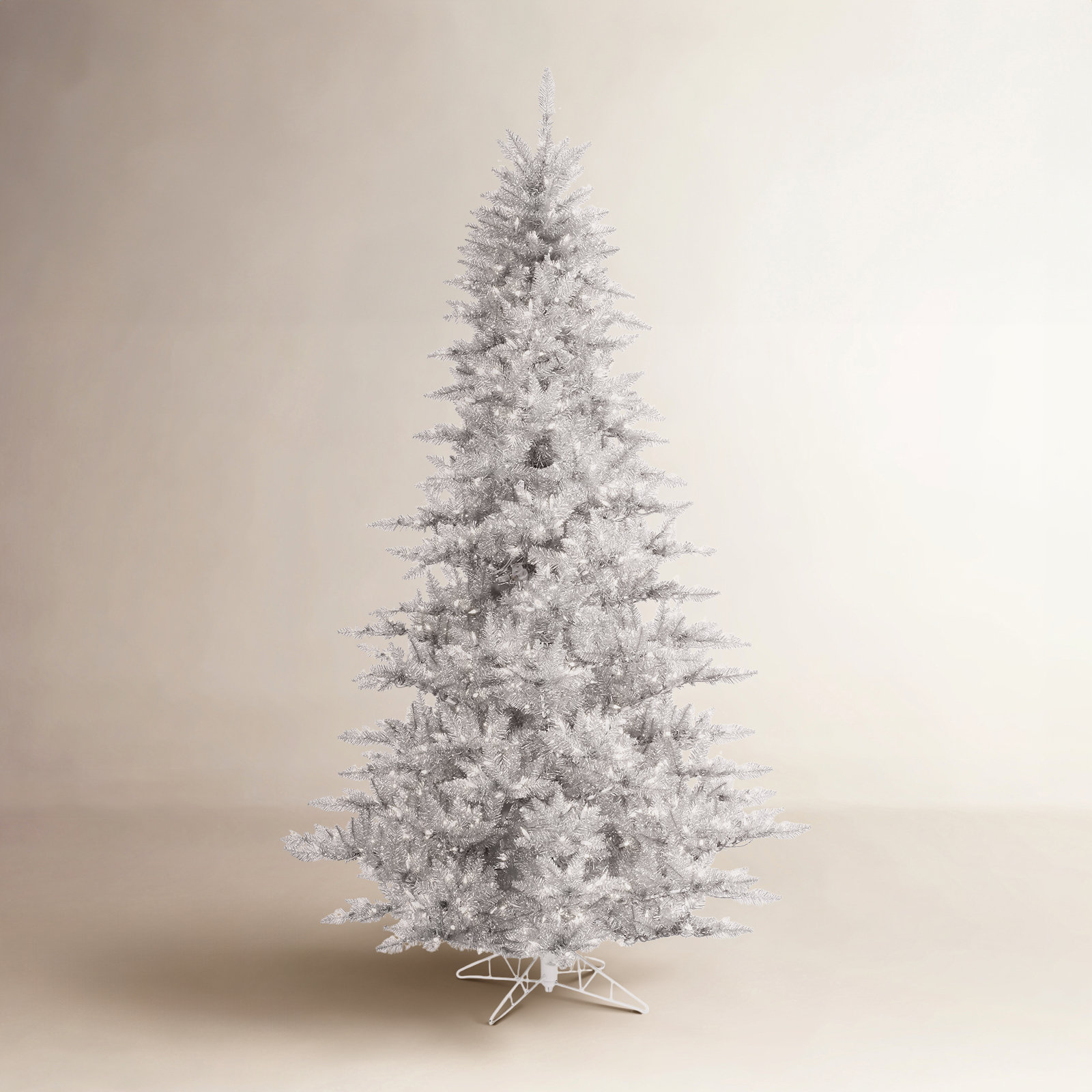Silver 9' Pre-Lit Fir Christmas Tree, 9' H