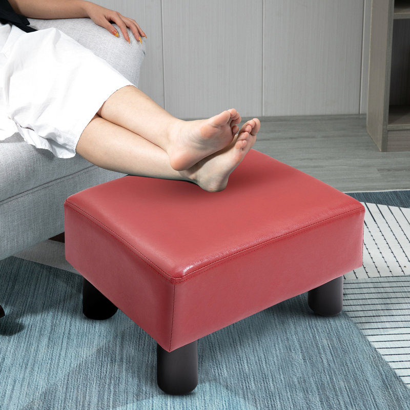 Pratique, repose-pieds rouge, rectangulaire avec revêtement en similicuir et repose-pieds léger, couvre-pieds en plastique pour la chambre à coucher