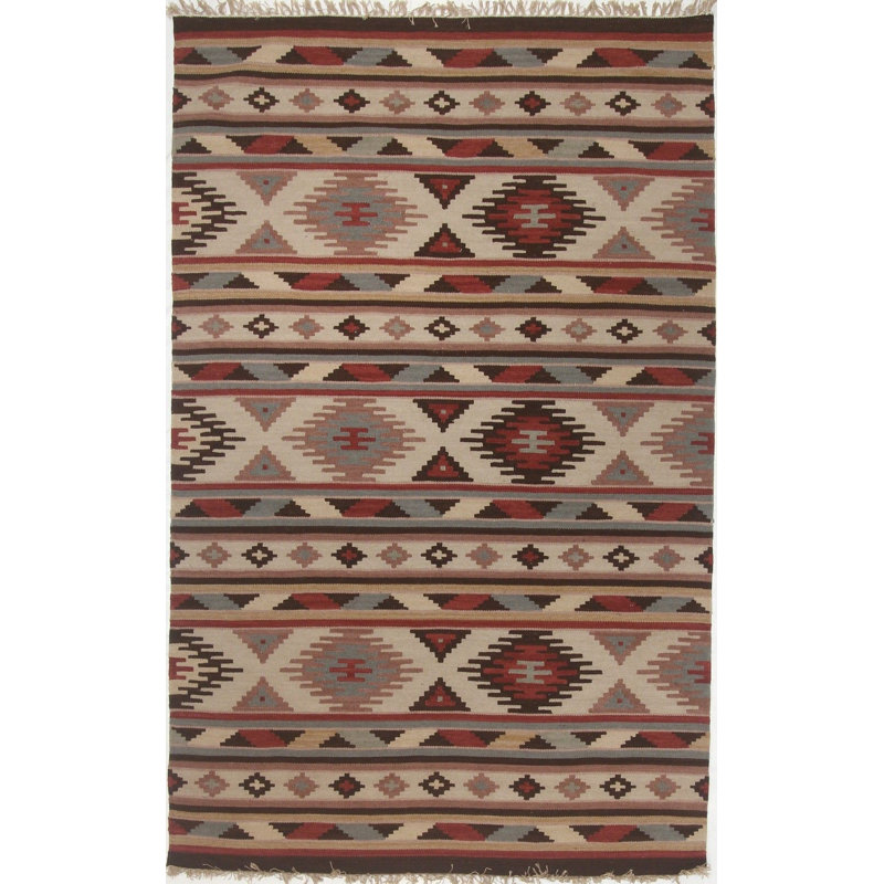 Flatweave Geometric Area Rug in Ivory