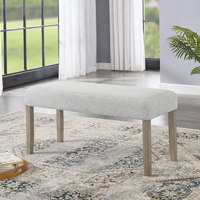 Banc de salle à manger en chêne clair avec tissu gris clair