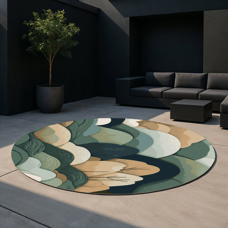 Lunar Embers Indoor And Outdoor Area Rug, Round 5'