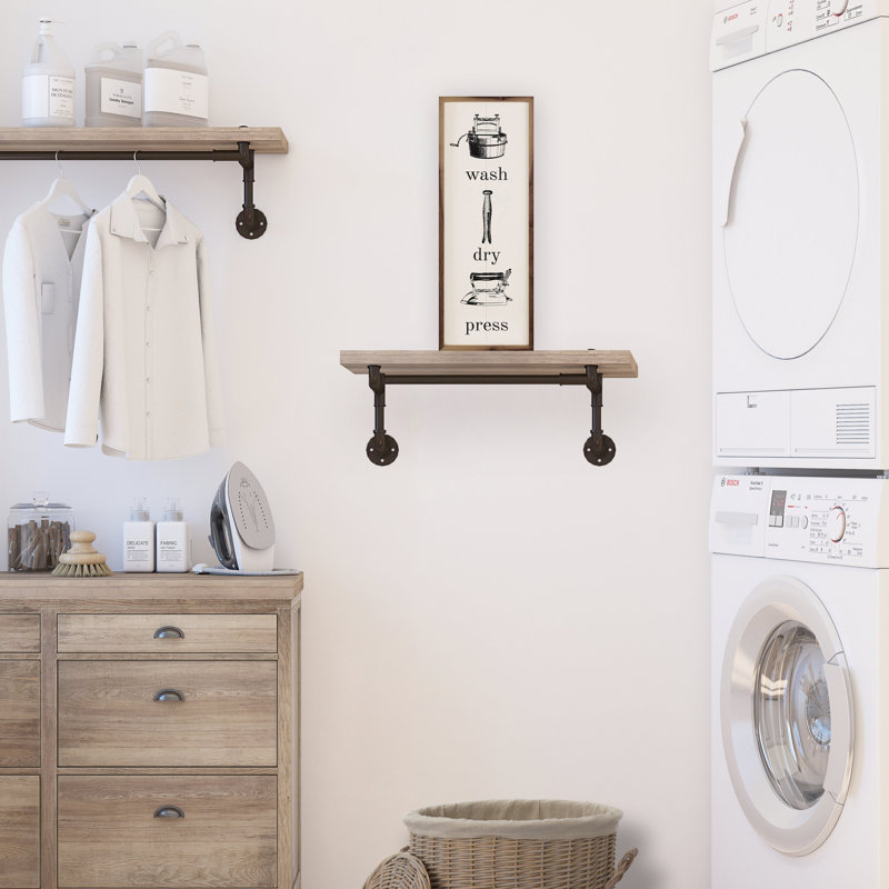 Wash Dry Press With Icons Vertical, 12" H x 4" W