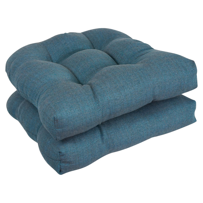 19-Inch Rounded Back Woven Olefin Outdoor Chair Cushions  (Set Of 2), Sea Blue