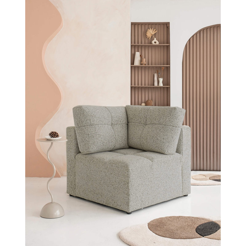 Lulu Upholstered Corner Chair, In Grey