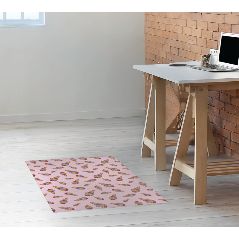 Tapis de bureau léger Summer Ice Cream, L 48 po x P 72 po, Rose