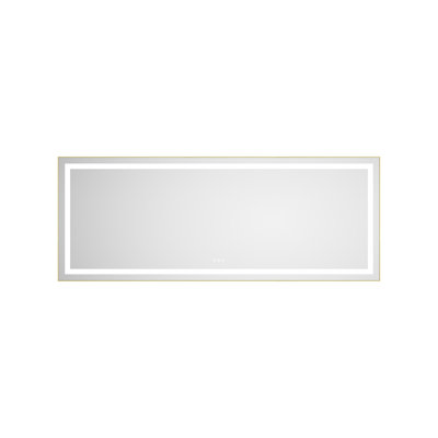 Miroir de salle de bain à DEL avec façade et rétroéclairage, miroir de meuble-lavabo mural avec cadre en aluminium, antibuée, mémoire, 3 couleurs, gradation continue