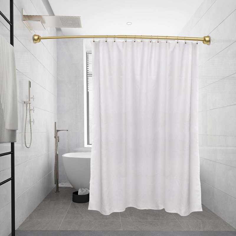 Utopia Alley Rustproof Fixed Mount Single Curved Shower Rod, Aluminum, adjustable from 45" to 72" Wide, Gold