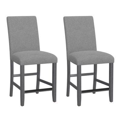 Tabourets de bar rembourrés gris, ensemble de 2