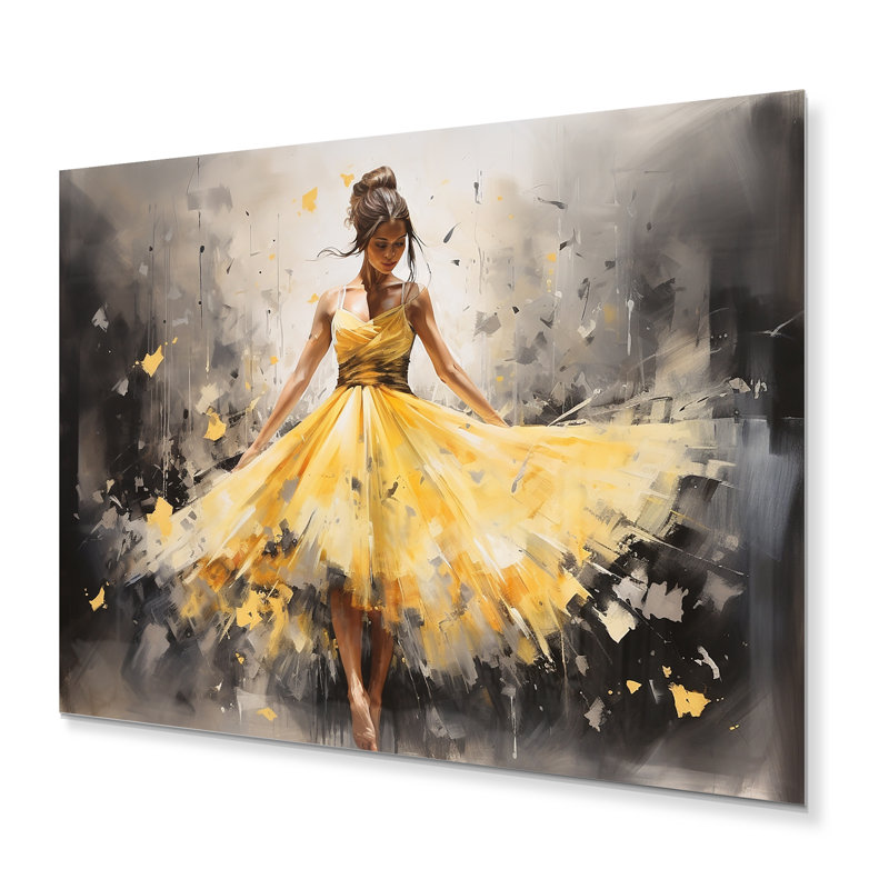 Danse de ballet jaune - décoration murale de divertissement en métal, H 24 po x l 32 po x P 1 po