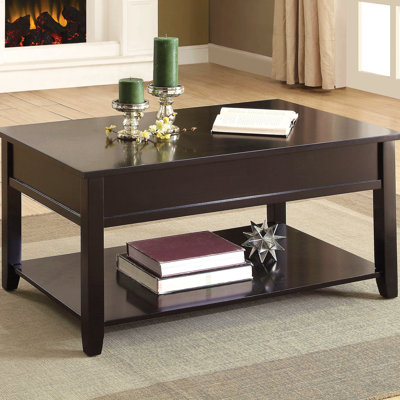 Table basse noire avec plateau relevable