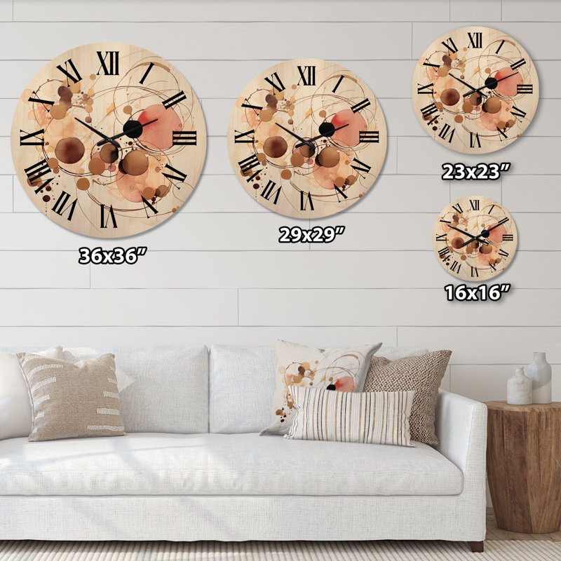 Gypsy Jazz Boho Chic Abstract Watercolor - Modern Geometric Oversized Wood Wall Clock, Moyenne