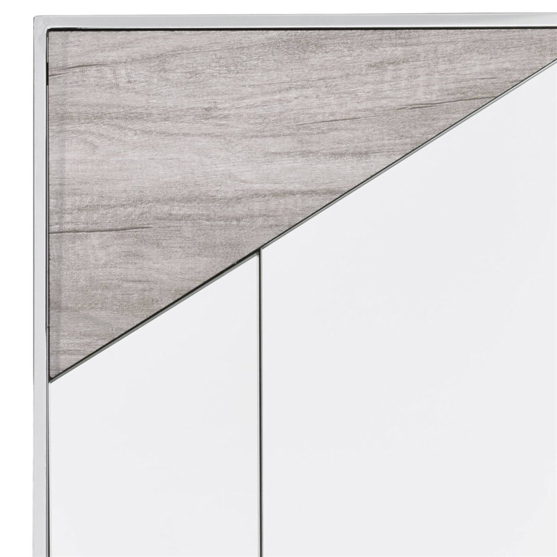 Ensemble de 2 miroirs décoratifs en miroir Chafik, chêne naturel et finition chromée