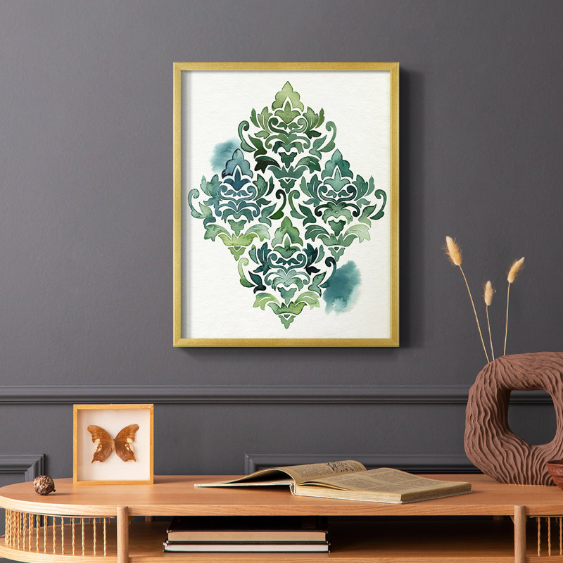 «Algae and Azule Motif I», reproduction encadrée - bois massif, H 14 po x l 11 po