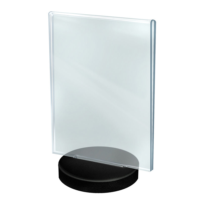 Cadre vertical de 8,5 po x 11 po sur une base ronde noire lestée, paquet de 10