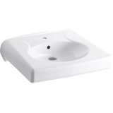 Brenham™ Wall-Mounted or Concealed Carrier Arm Mounted Commercial Bathroom Sink with Single Faucet Hole, Antimicrobial Finish