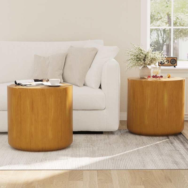 Ensemble de table de jardin moderne à grain de bois, Naturel