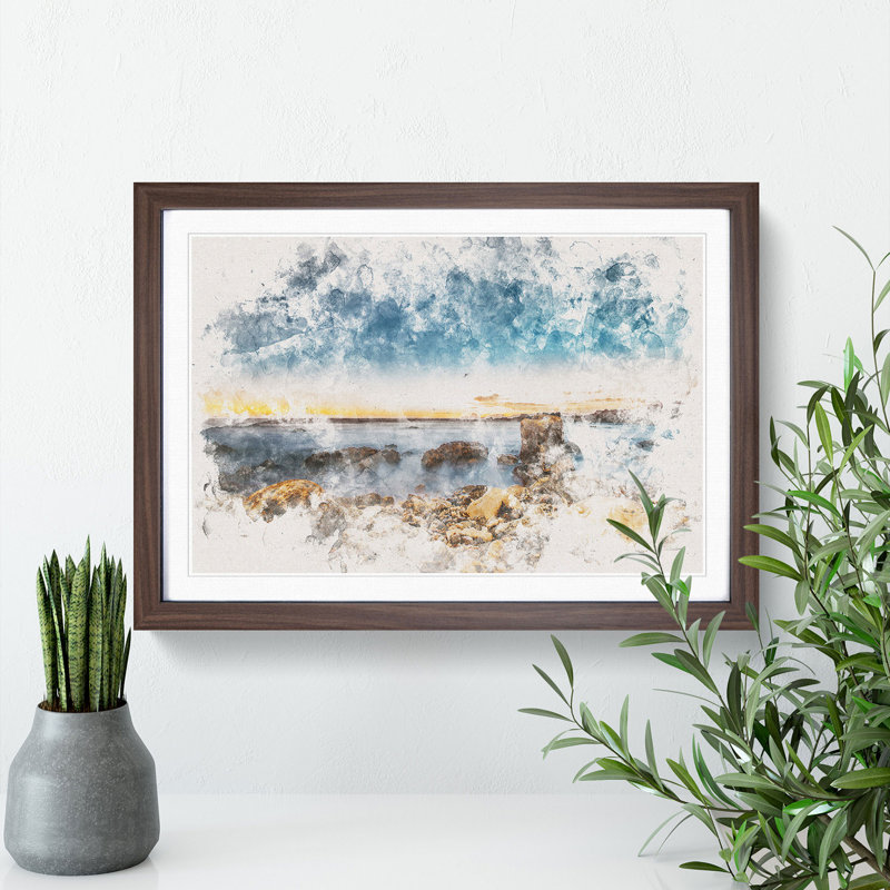 Ocean View - Picture Frame Graphic Art Print, Walnut Framed, 62cm H x 87cm W x 2cm D