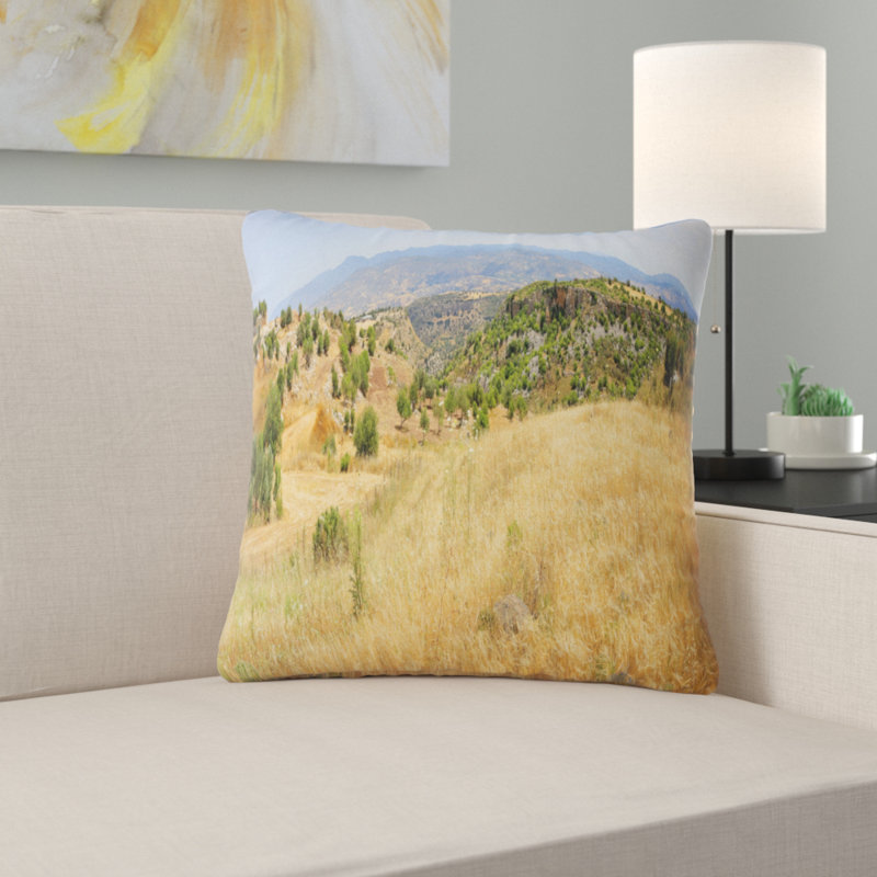 Housse et insert de coussin décoratif à motif de paysage panoramique de Chypre, 16 po x 1 po