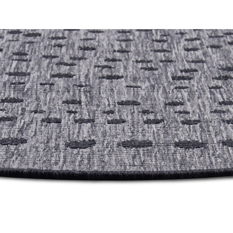 Bali Flatweave Black/White Rug, Round 200cm