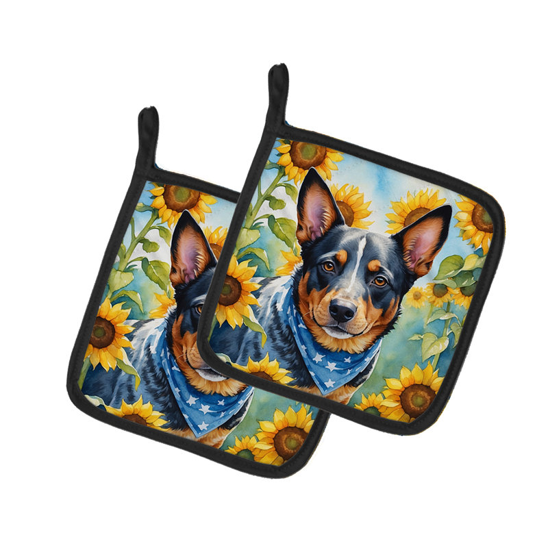 Caroline's Treasures In Sunflowers Floral Polyester Potholder Set