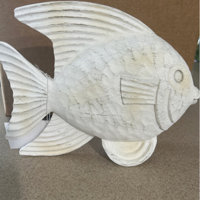 Creative Fish Sculpture for Living Room, Bedroom or Office Decor, Whitewash Beachcrest Home Size: 10 H x 13.5 W x 3.75 D