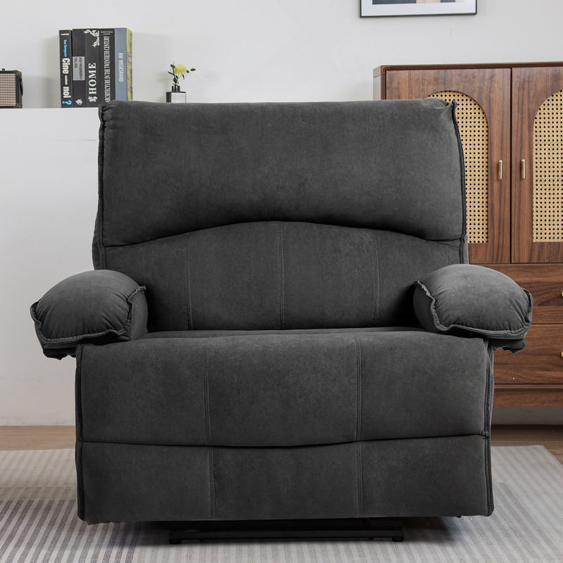 Fauteuil inclinable manuel surdimensionné pour le salon, Velours gris velours
