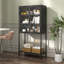 Armoire de rangement avec portes en verre et 2 tablettes réglables-1647157080