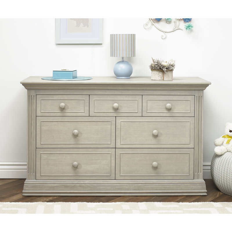 Providence 7-Drawer Fully Assembled Solid Wood Dresser, Heritage Fog