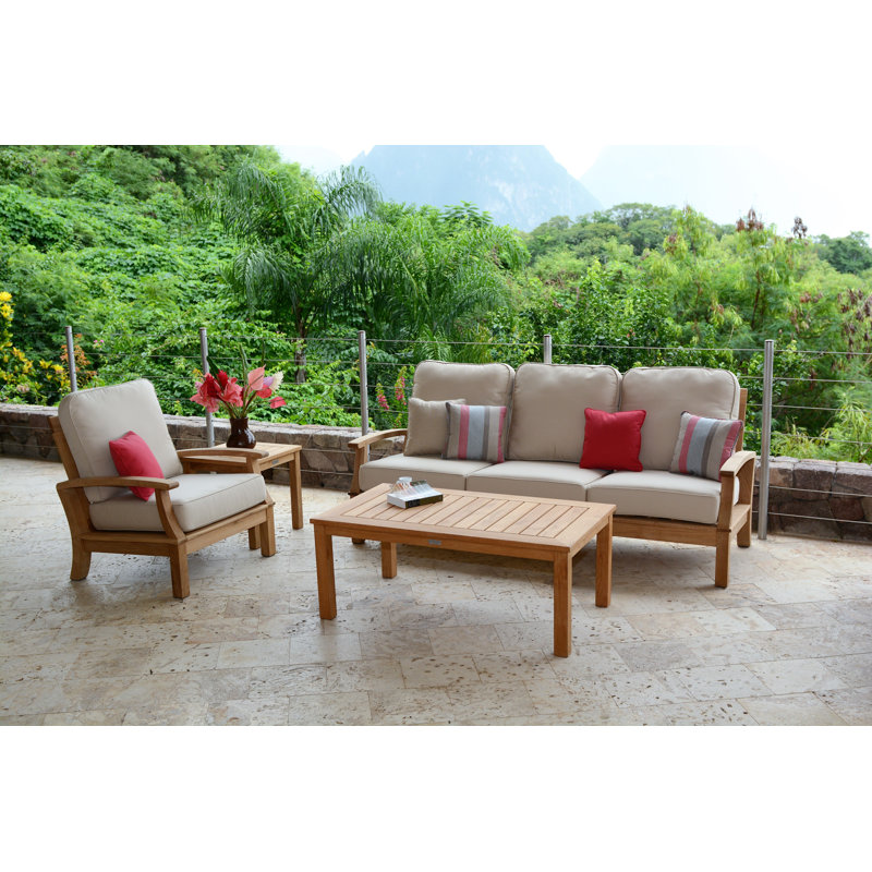 Monterey Outdoor 4 - Piece Teak Conversation Set, Natural