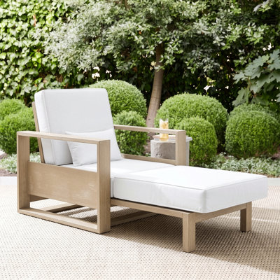 Chaise longue extensible en bois massif avec coussin lombaire de 37,75 po de largeur Darren