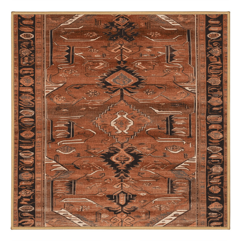 Tapis brun lavable à la machine, Carré 7 pi