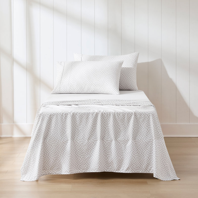 Circus Wavy Checks Light Gray Sheet Set, Twin Extra Long Sheet Set with 3 Additional Pieces