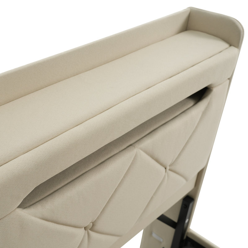Cheveyo Upholstered Ottoman Bed With Hydraulic Storage, Double (4'6), Beige
