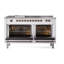 Cuisinière ILVE Nostalgie II Série 60 po à double combustible avec 7 brûleurs scellés, plaque de cuisson, table française (gaz naturel, porte pleine)-134208571-134209485