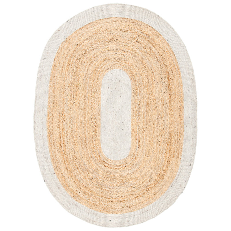 Marino Hand Woven Jute/Wool/Cotton Rug in Natural, Oval 4' x 6'