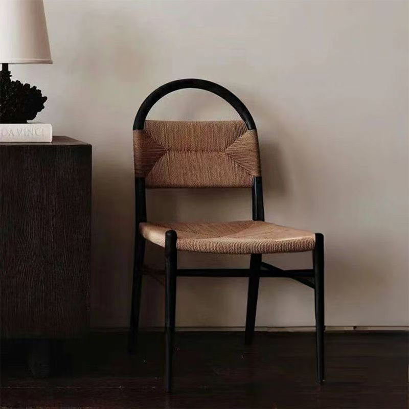 Chaise d'appoint à dossier solide noir et beige (ensemble de 2), Black