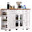 Farmhouse Kitchen Island with Two Tempered Glass Cabinet Doors, Drop Leaf, 5 Open Side Racks, 3 Drawers-126118224