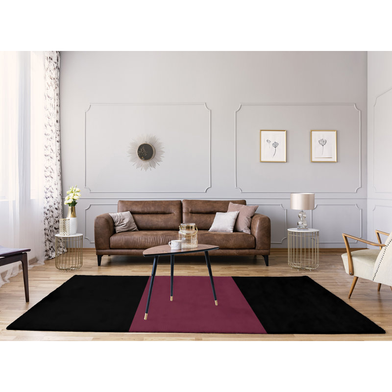 Tapis noir/à vin rayé, Rectangle 9 pi x 12 pi