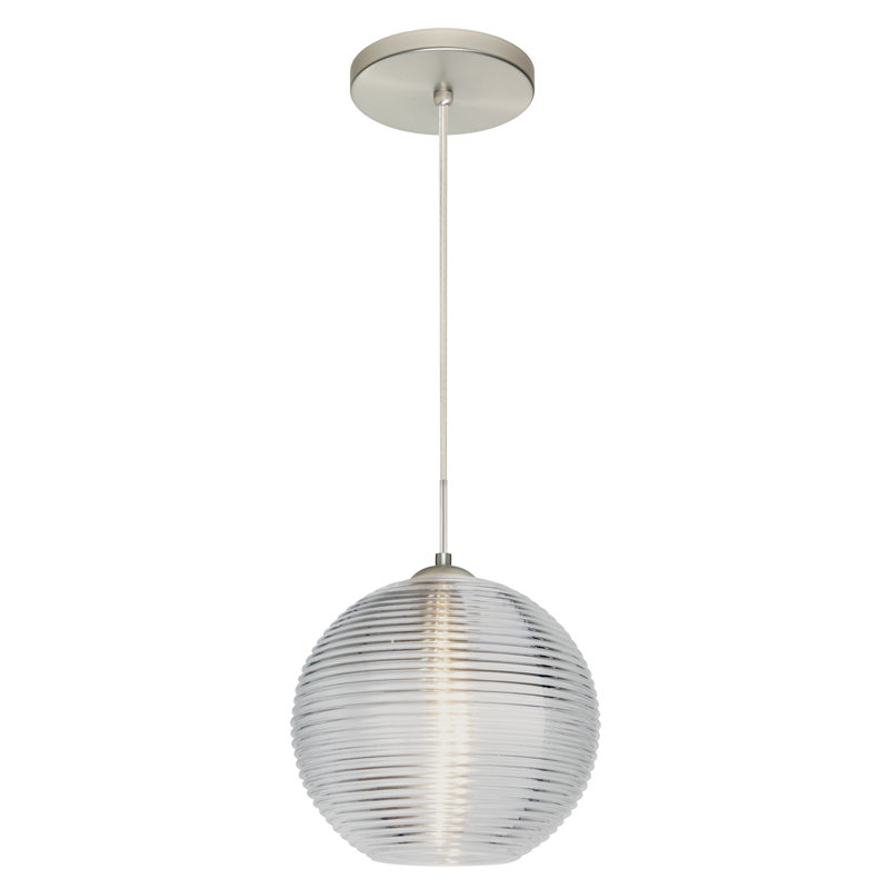 Luminaire sphère suspendu 1 lumières simple Kristall, Transparent, Nickel satiné, Oui